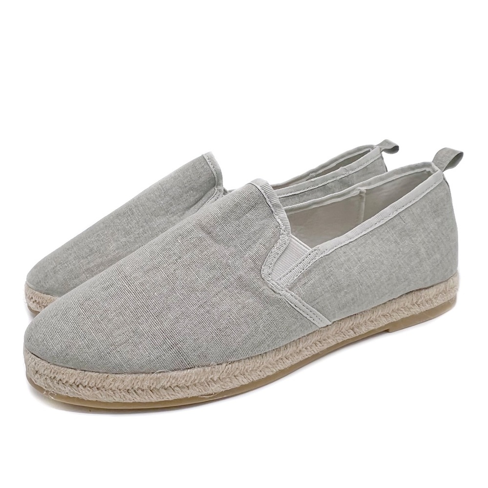 Journee Collection Daphne Linen Espadrille Flats Grey Size 10 - Picture 4 of 11